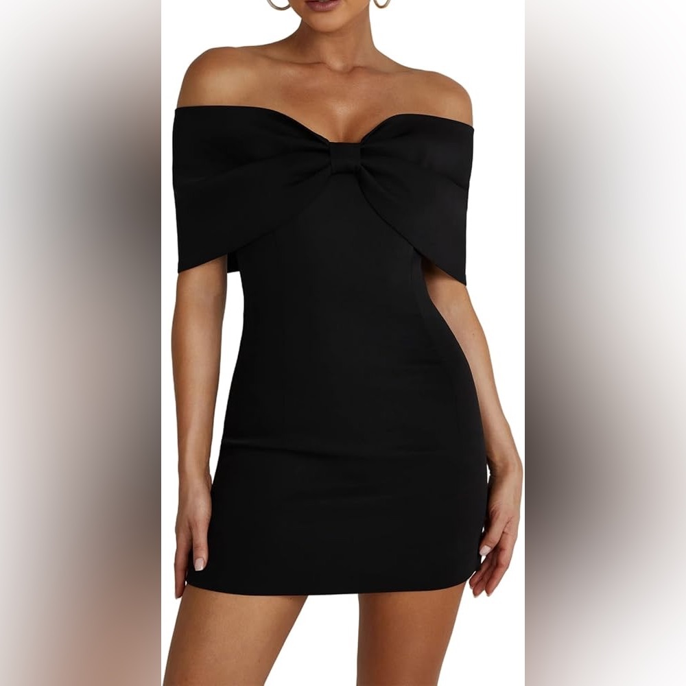 Bow Dress for Women Casual Tight Off Shoulder